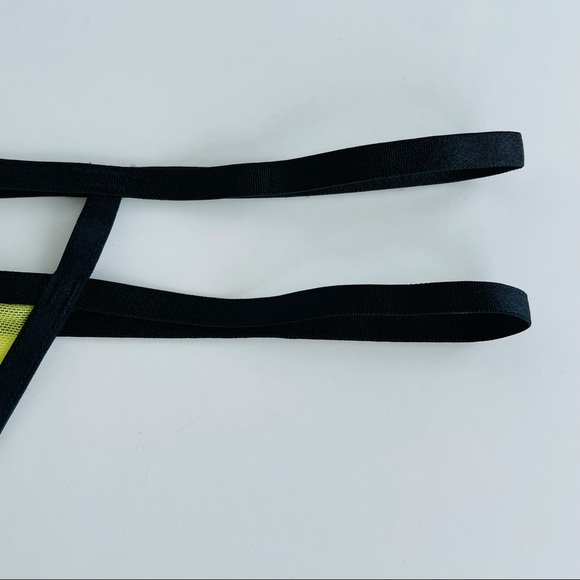Yellow Mesh G-String with Black Detailing - Picture 4 of 16